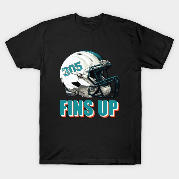 Fins Up Miami Dolphins T-Shirt by vectrus